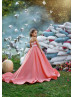 Strapless Coral Pink Satin Flower Girl Dress Birthday Girl Dress Strapless Coral Pink Satin Flower Girl Dress Birthday Girl Dress